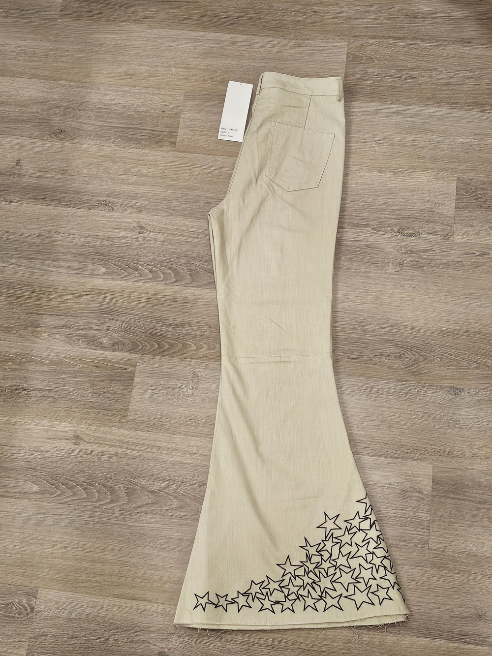 Women’s Beige Flared Pants with Star Detail